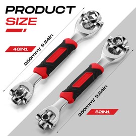 Lasnten 2 Pcs Universal Wrench Including 52 In1 Socket Wrench and 48 In1 Dog Bone Wrench Multifunction Wrench Tool with 360 degree Rotating Head Adjustable Spanner Tool for Home Bicycle and Car Repair