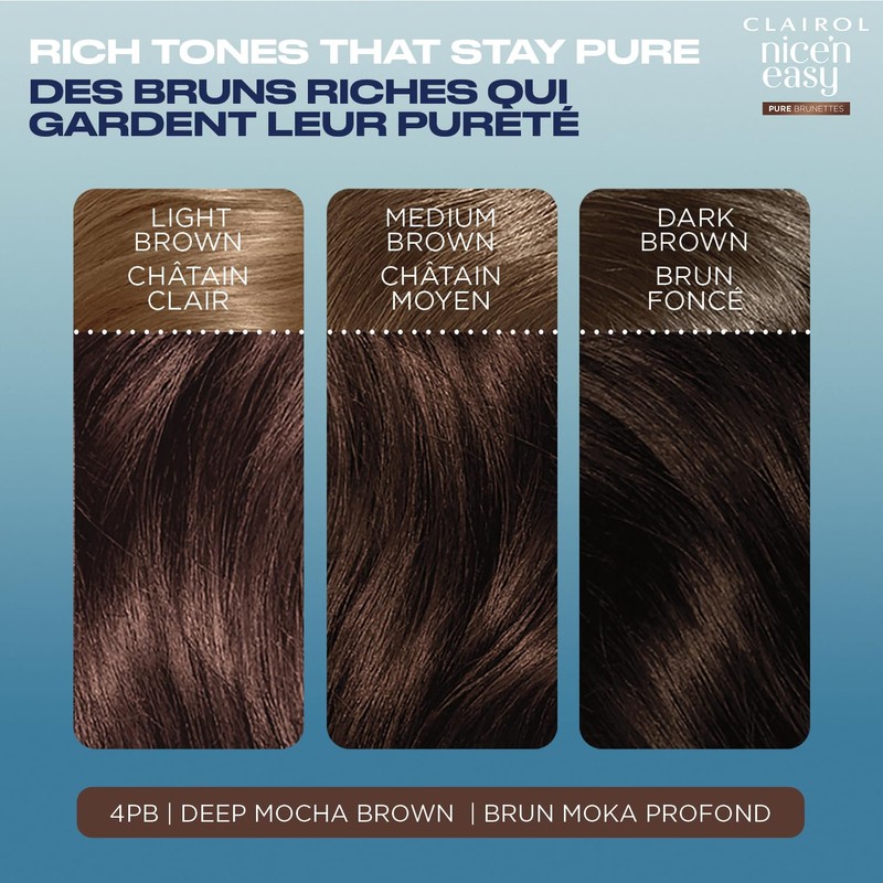 Clairol Nice'n Easy Pure Brunettes Permanent Hair Dye, 4PB Deep