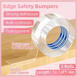 ZOMPAGO Clear Soft Corner Protectors for Furniture Strip,Sharp Edge & Table Bumper,Window Edge,Wall Protector, Soft Corner Guards Safe for Proof,Table Corner Protectors in Family,2 Rolls,2in x13FT