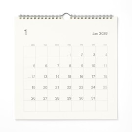 Muji 84854651 2026 Beginning Monday Calendar Large January - December 2026 Approx. 10.6 x 10.6 inches (270 x 270 mm) Wall Mounted