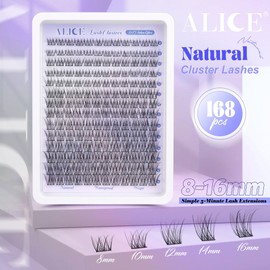 Natural Lash Clusters Wispy Cluster Eyelash Extensions 168pcs Individual Lashes 8-16mm C Curl DIY Lash Extension Natural Look Soft Thin Band Cluster Lashes by ALICE