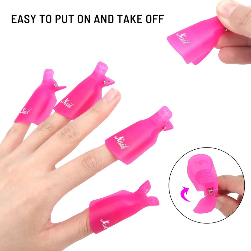10Pcs Plastic Acrylic Nail Art Soak Off Cap Clip UV