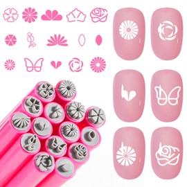WOKOTO 15pcs Flower Heart Butterfly Nail Art Stamp Pen Set, Easy Designs Nail Stamper Tools For Women Multiple Pattern Nail Stamping Pens, Nail Design Stamp Ideal For Home DIY Stamper Nails Kit