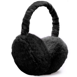 UQTUKO Ear Warmers, Foldable Winter Earmuffs, Adjustable Plush Earmuffs, Warm Cold Protection, Cold Earmuffs for Winter, Riding for Women, Men and Children, black