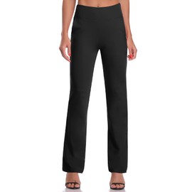 DAYOUNG Women's Yoga Dress Pants with Pockets Tummy Control Work High Waisted Bootcut Stretchy Slacks Y87-Black-M