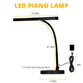 CIVHOM Piano Light for Grand/Upright & Digital Pianos, Piano Lamp with 3 Color Modes for Stand Pianos, Adjustable Height and Direction, Auto-Off Timer, Music Stand Light, Desk Lamp, Table Light