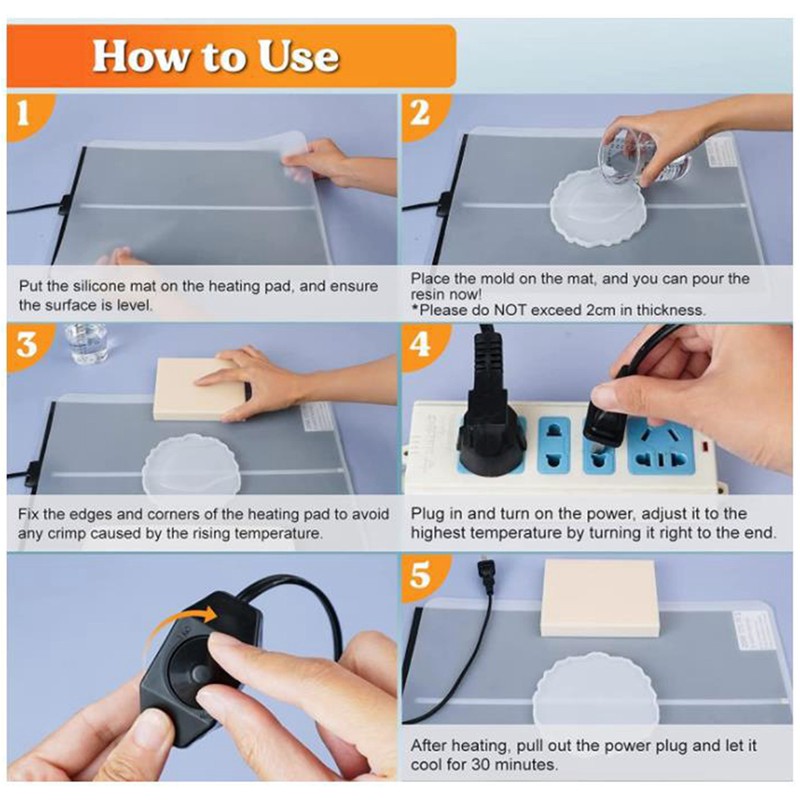 Temperature Regulation and Timing Resin Heating Pad Fast Resin Curing