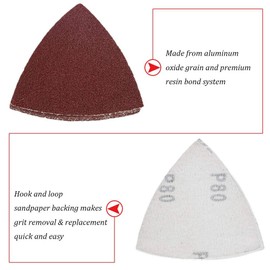 HIFROM Replace 180 Grists Sanding Paper 80mm Triangular Hook & Loop Abrasive Sandpaper Oscillating Multi Tool (25pcs)