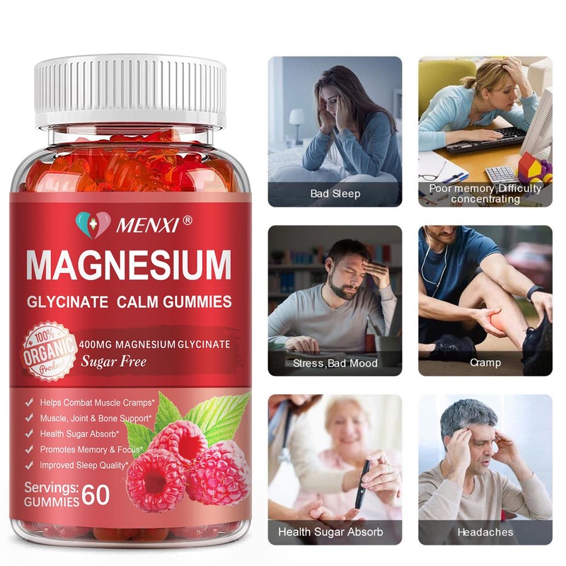 Magnesium Gummies 600mg per Serving-Magnesium Glycinate 400mg and Magnesium Malate
