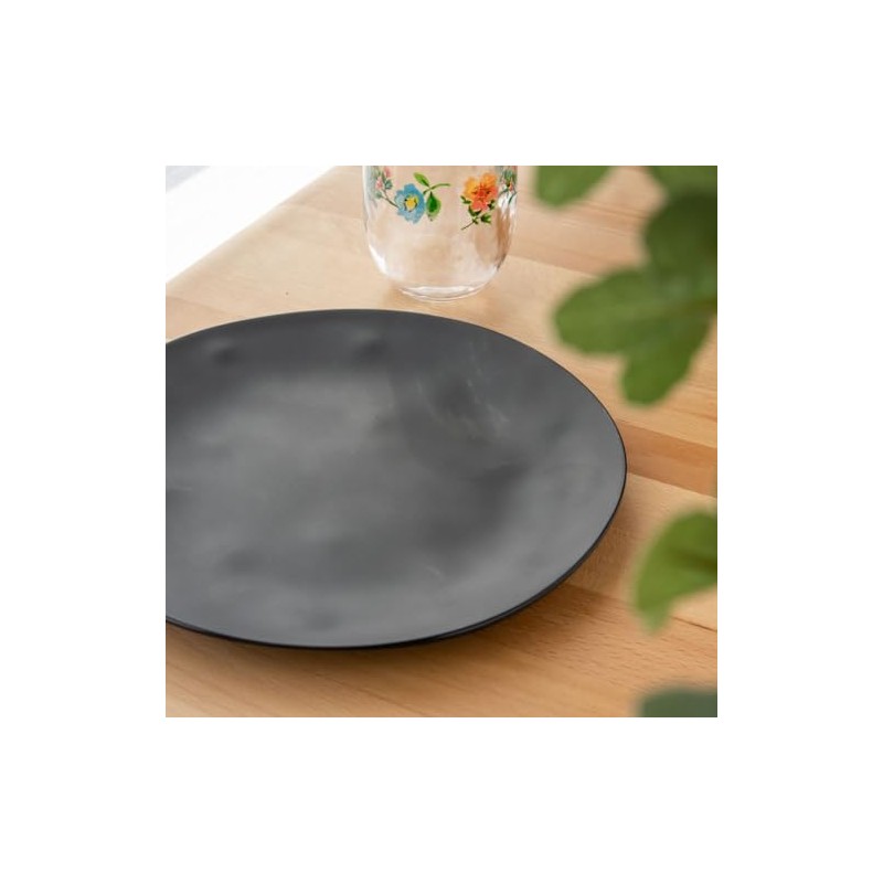Natural Dishwasher-Safe Tableware TT20743872 Matte Black Platter, Dinner Plate, 10.6