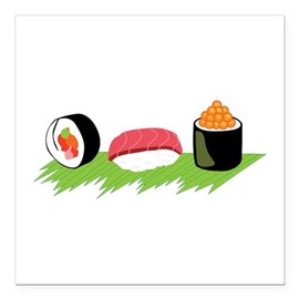 CafePress Maki Nigiri Ikura Sushi Square Car Magnet 3 X 3 Square Car Magnet, Magnetic Bumper Display