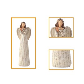 Guardian Angel Figurine - Resin Hand Painted Sculpture Healing Angel Statue Home Table Decoration, Cream Angel Statue Holding Love Hand Painted Home Decoration The Best Gift For Your Mother And Sister