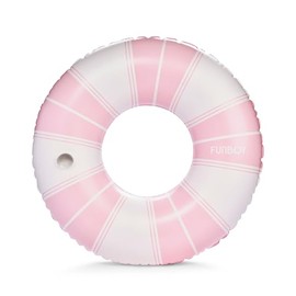 FUNBOY Giant Vintage Pink Stripe Inflatable Pool Float with Cup Holder 48" Pool Float for Adults Inner Tube Pool Toys Swim Rings Swimming Pool Accessories & Pool Lounger Float for Pool Party & Summer