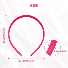 Cinaci 24 Pieces Candy Color Width 1.5cm/0.6" Plastic Headbands Satin Wrapped Blank Plain DIY Craft Project Headbands for Women Girls Teens Kids Hair Accessories