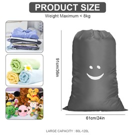 flintronic 2 Pack Extra Large Laundry Bag, 61×91cm Foldable Storage Bag, Dirty Clothes Bags, with Drawstring Closure, Durable Rip-Stop, Convenient, for Travel/Bathroom/Bedroom/Dormitory