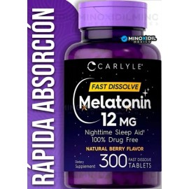 Melatonina 300 Tabletas Sabor Berry 12mg Maxima Potencia Sabor Bayas