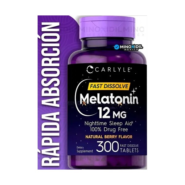 Melatonina 300 Tabletas Sabor Berry 12mg Maxima Potencia Sabor Bayas