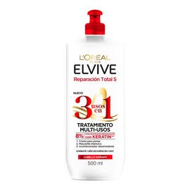 L'Oreal Paris, Crema Para Peinar 3 En 1 Total Repair 5, 500Ml, Tratamiento Multi-Usos 3 Usos En 1 Reparación Total 5 Para Combatir 1 Año De Daños En 1 Uso