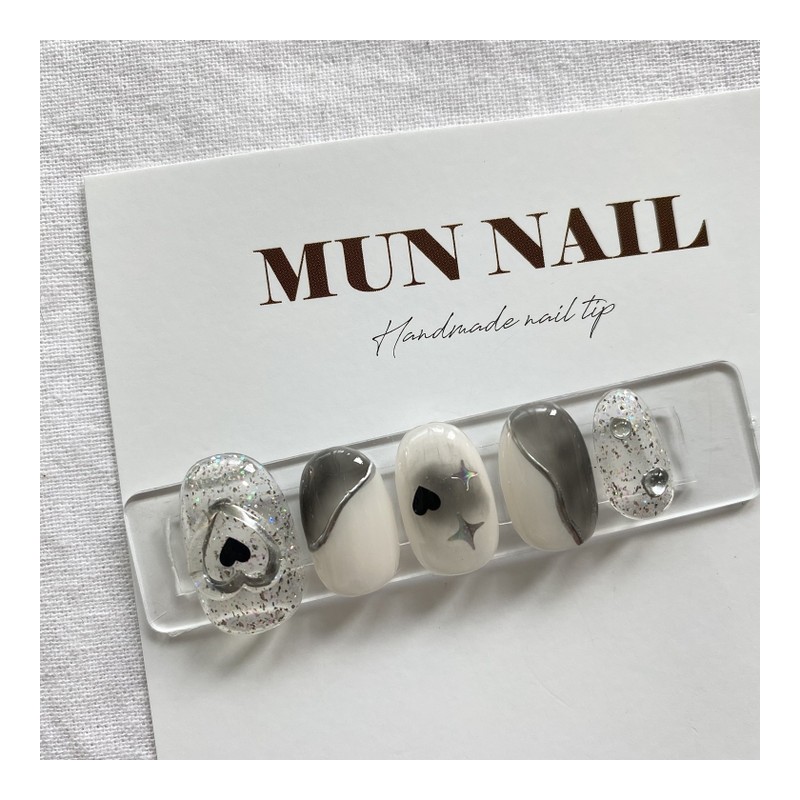 Heart Beam Nail Tips - Round / 하트빔 네일팁 -