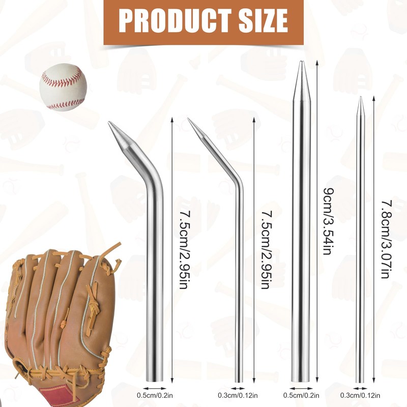 NQEUEPN 4pcs Baseball Lacing Needle, Handy Glove Shoelace Repair Kit