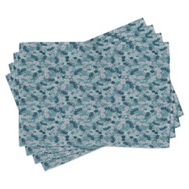 Ambesonne Leaves Place Mats Set of 4, Flourishing Beauty Spring Summer Branches Digital Pattern, Washable Fabric Placemats for Dining Room Kitchen Table Decor, Dark Teal Seafoam Pale Mauve