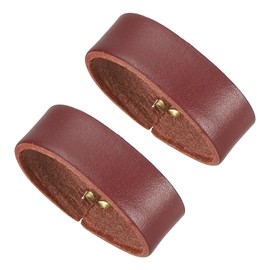 PATIKIL Leather Loop Keeper, 2 Pack Leather Loops Belt Keeper Loops Retainer Straps Replacement for 1.6"(40mm)/1.7"(42mm) Wide Belts/Straps, Reddish Brown