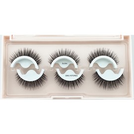 EMILYSTORES Press On Pre-Glued Lashes, 3D False Eyelashes, Natural Long Fluffy Style, 3 Pairs (DLS04)
