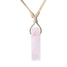 ZPMMPZ Pink Crystal Stone Pendant Necklace for Women Natural Crystal Healing Stele Pendant Necklace Jewelry Gift With Adjustable Cord Strap, Crystal, Amethyst