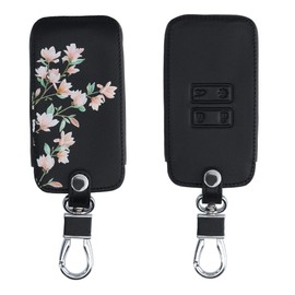 kwmobile Car Key Case Compatible with Renault 4-Button Smartkey Car Key (Keyless Go Only) - Faux Leather Protective Case Key Cover Magnolia Pink White Black