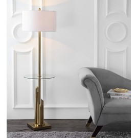 Safavieh FLL4009A Lighting Collection Ambrosio 61" Brass and Gold Side Table Floor Lamp