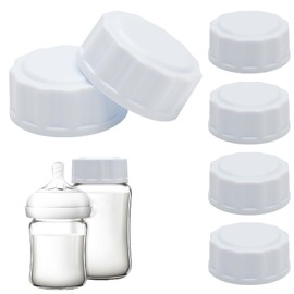 Baby Bottle Caps, Pack of 6, Travel Bottle Caps for Avent Bottle Caps, Replacement Baby Bottles Lids Compatible with Wide Mouth Bottles, White Lid for Baby Bottles