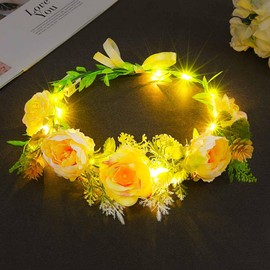 Edary LED Flower Crown Headband Luminous Carnival Headband Festival Party Headpiece for Bride Women