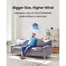 Koonie 12 Inch Wall Mount Fan, Quiet Wall Fan with Timer, 9.8ft Wired Remote, 80° Oscillation, 100° Adjustable, 3 Speeds High Velocity for RV Bedroom Kitchen Office Garage