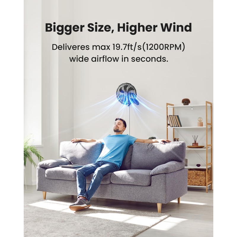 Koonie 12 Inch Wall Mount Fan, Quiet Wall Fan with