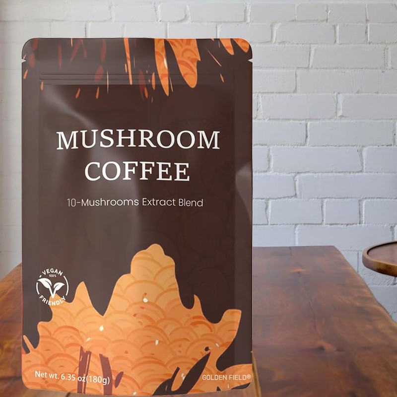 Golden field Mushroom Coffee with Adaptogens, 10-Mushroom Extract Blend, 6.35