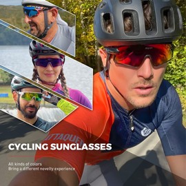 SCVCN Polarized Sports Sunglasses Cycling Glasses with 3 Interchangeable Lenses for Men Women MTB BMX Bicycle Riding Running UV 400