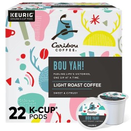 Caribou Coffee Bou-Yah Keurig Single Serve K-Cup 22 Pods Light Roast Coffee