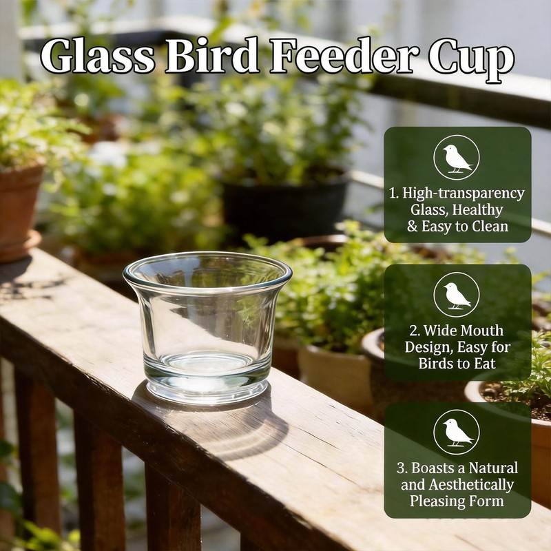 4-Pack Glass Oriole Feeder Cups, Replacement Jelly Bowls for Bird