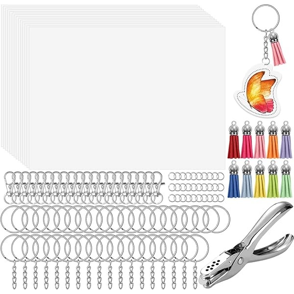 cridoz 162 Shrinky Sheets Keychain kit, Including 20 Sheets Shrinky