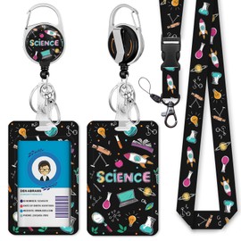 Gctriki Science Teacher Lanyard with ID Holder, Cute ID Badge Holder with Lanyard Badge Reel Retractable, Lanyards for ID Badges Clip Teacher Nurse Retractable Keychain Name Tag Badge Office Gifts