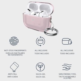 USTIYA Funda para AirPods Pro 2 2023 Case Airpods Pro 2 generacion 2022 Protector TPU Transparente con Anti-Amarillo y Agujeros para Cuerda (Rosa)