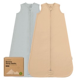 2-Pack Baby Sleep Sacks, Zipper Wearable Blanket - 0.5TOG Organic Cotton, Lightweight, Soft Cozy Toddler Sleeping Sack 12-24 months, Easy to Wear Large Newborn Transition Swaddles Sleepsacks (Toasty)