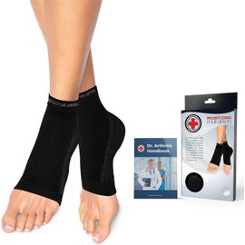 Tobillera Desarrollada por Médicos – Tobillera para Esguince y Fascitis Plantar con Cobre - Incluye Manual Escrito por Médico – [1 Par Color Negro Talla S]