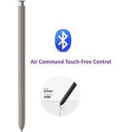 Galaxy S24 Ultra S - Bolígrafo de repuesto [con Bluetooth] Punta de 0,7 mm, sensor de presión 4096, control sin contacto Air Command S24 Ultra 5G All Verisons Stylus Pen + 5 puntas (gris claro)