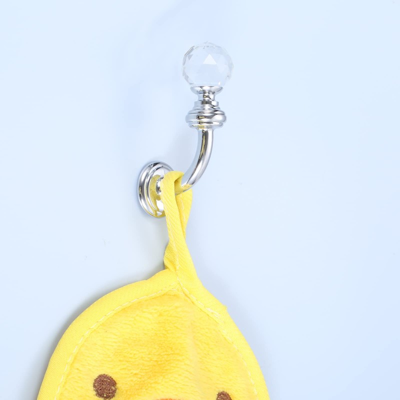 5pcs Bright Chrome Transparent Round Crystal Wall Coat Hat Hook