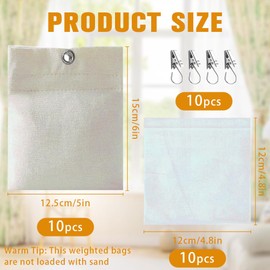 BIZOI Pack of 10 Heavy Duty Drapery Weights Sandbag with Metal Clamps, Curtain Weights Outdoor for Gazebo, Drapes, Cabana, Gazebo, Garden, Tents, Tablecloths, Decorative, Patio, Holder