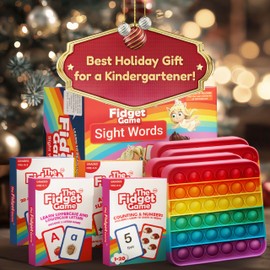 THE FIDGET GAME Kindergarten Learning Bundle - Flashcards and Pop Fidget Toys for Kids Pre-K to Grade 3 - Learning Activities and Games for High-Frequency Dolch Sight Words - Includes Mats and Dice