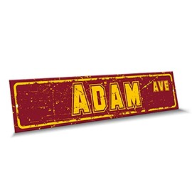 Customola - ADAM Name Red Yellow Color Street Sign, 4"x 18" Aluminum Metal Novelty Sign, Indoor - Outdoor, Design a78