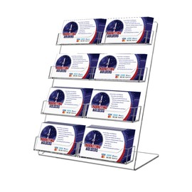 4 Pack Business Card Holder Clear Acrylic Slant Back 8 Pocket Counter Display for 3.5" x 2" Appointment Cards in Medical and Dental Offices by Marketing Holders