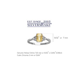 Silvershake 7x5mm Octagon Shape Birthstone Gemstone White Gold Plated or Yellow Gold Plated 925 Sterling Silver Engagement Ring Jewelry for Women, 6, Sterling Silver Rhodium (White Gold Plated),